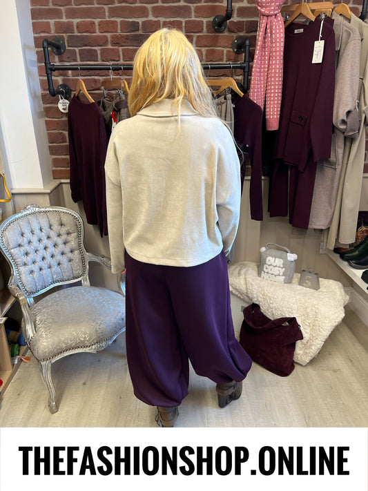 Kelsey damson harem casual trousers 10-20