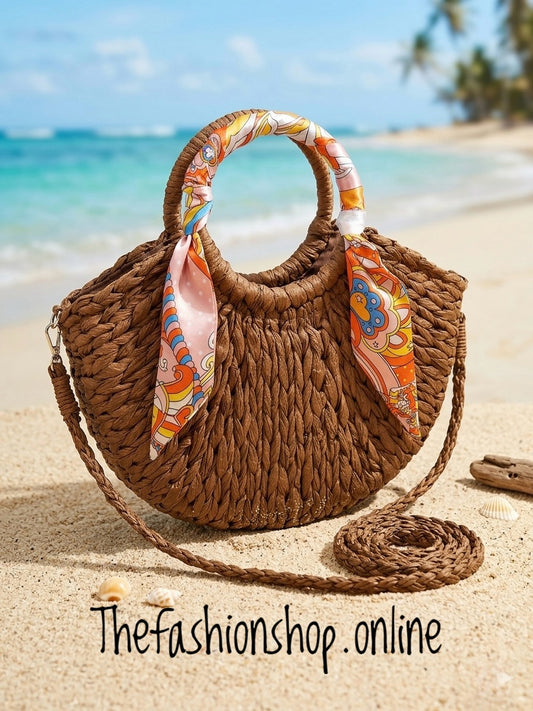 Sun Kissed Coffee Brown Straw Bag