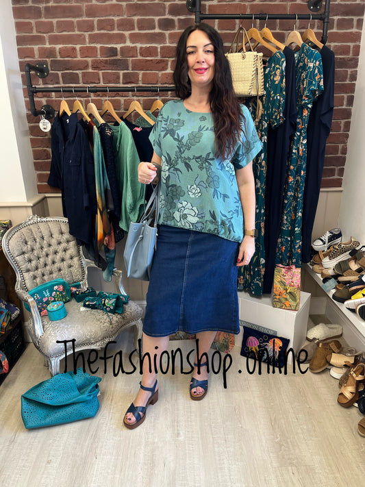 Eliza teal floral top 12-16