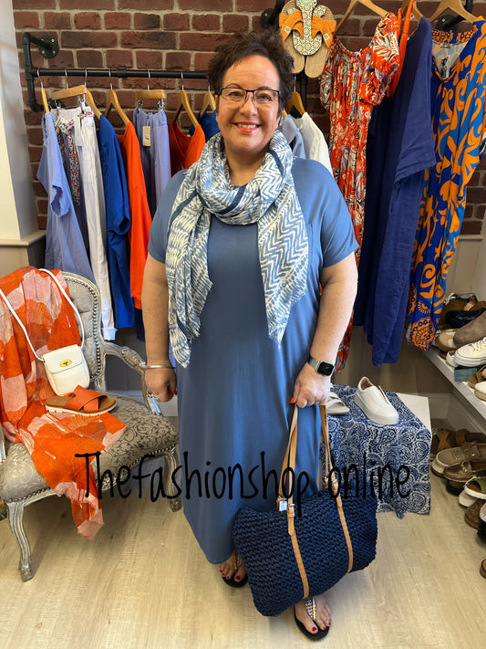 Denim blue midi dress up dress down dress 16-26