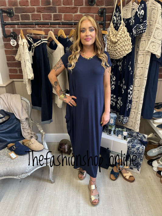 Nicky navy cap sleeve magic dress 8-16
