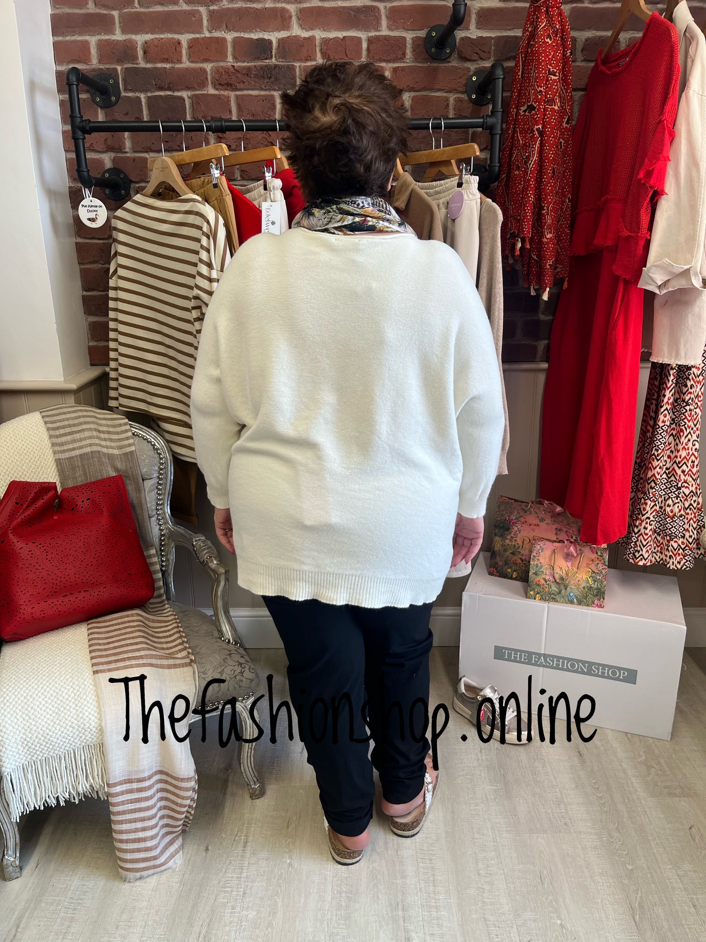 Terri cream twin pocket jumper 14-22