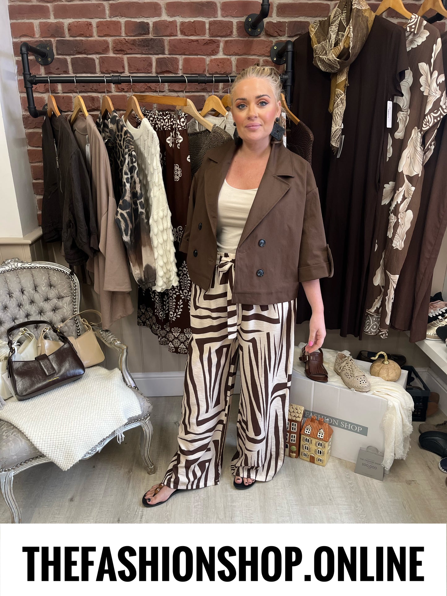 Zena brown double breasted jacket 8-16
