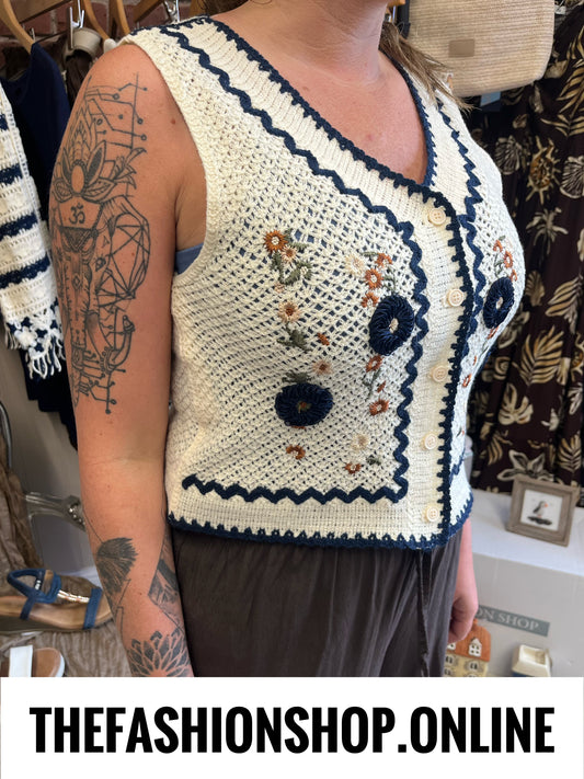 Chloe cream knitted waistcoat 8-12