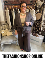 Harriett brown tie front shrug 12-22
