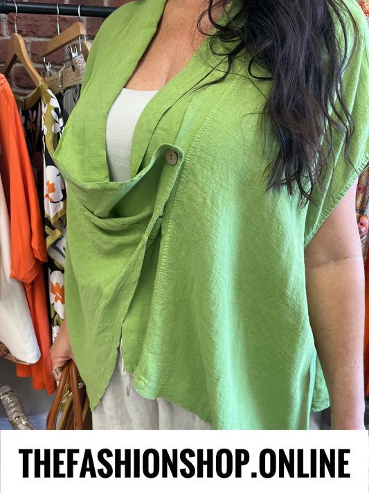Marlene olive linen mix drape jacket 14-22