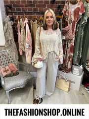 Kimberley beige and white striped trousers 10-16