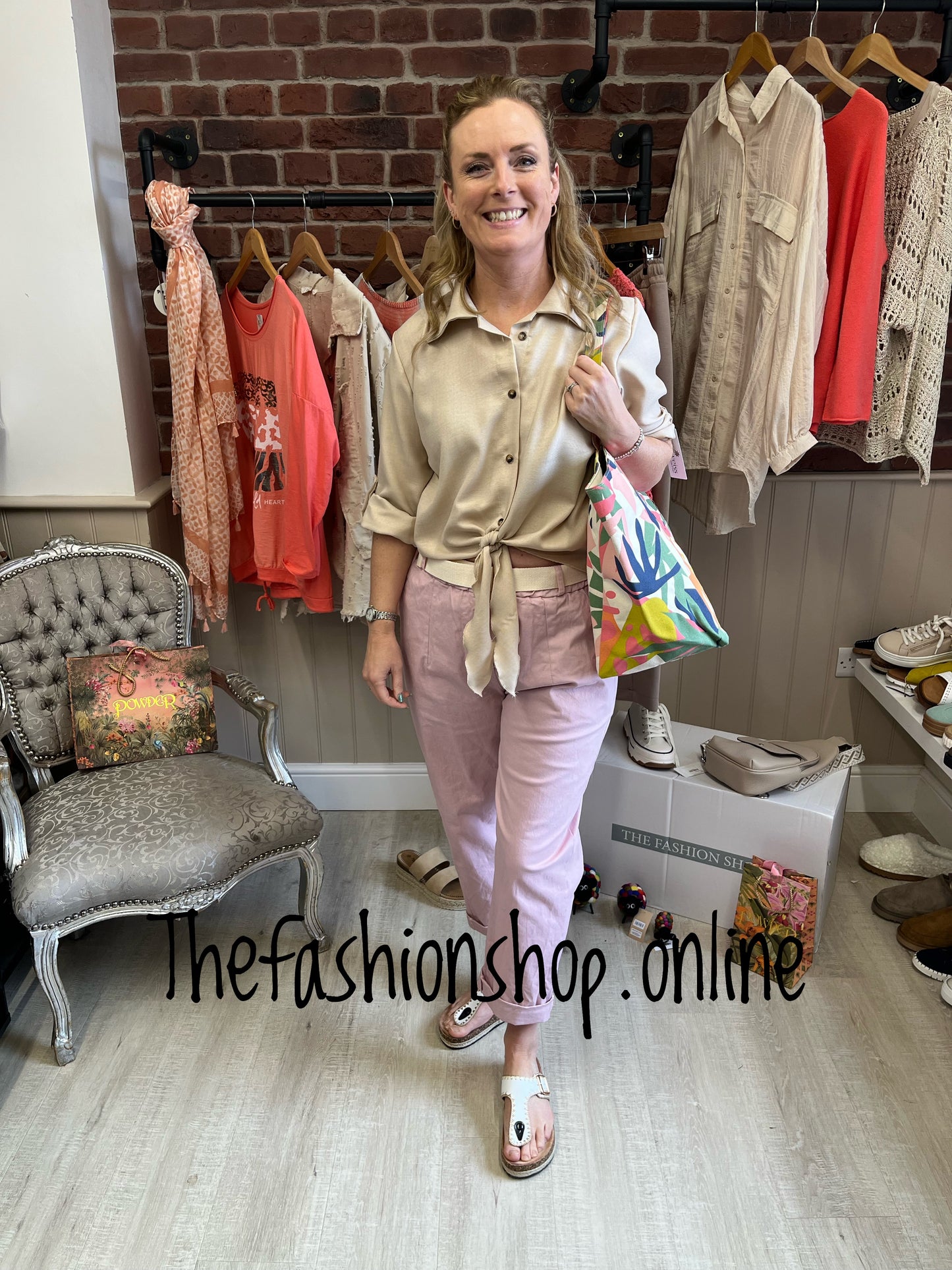 Maeve beige tie front shirt 8-14