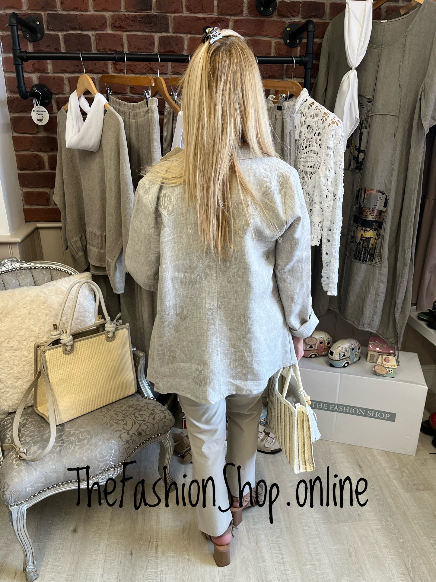 Macey stone linen jacket 8-12