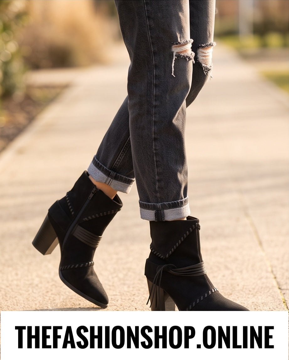 Montana black faux suede Western boots sizes 3-8 (36-41)
