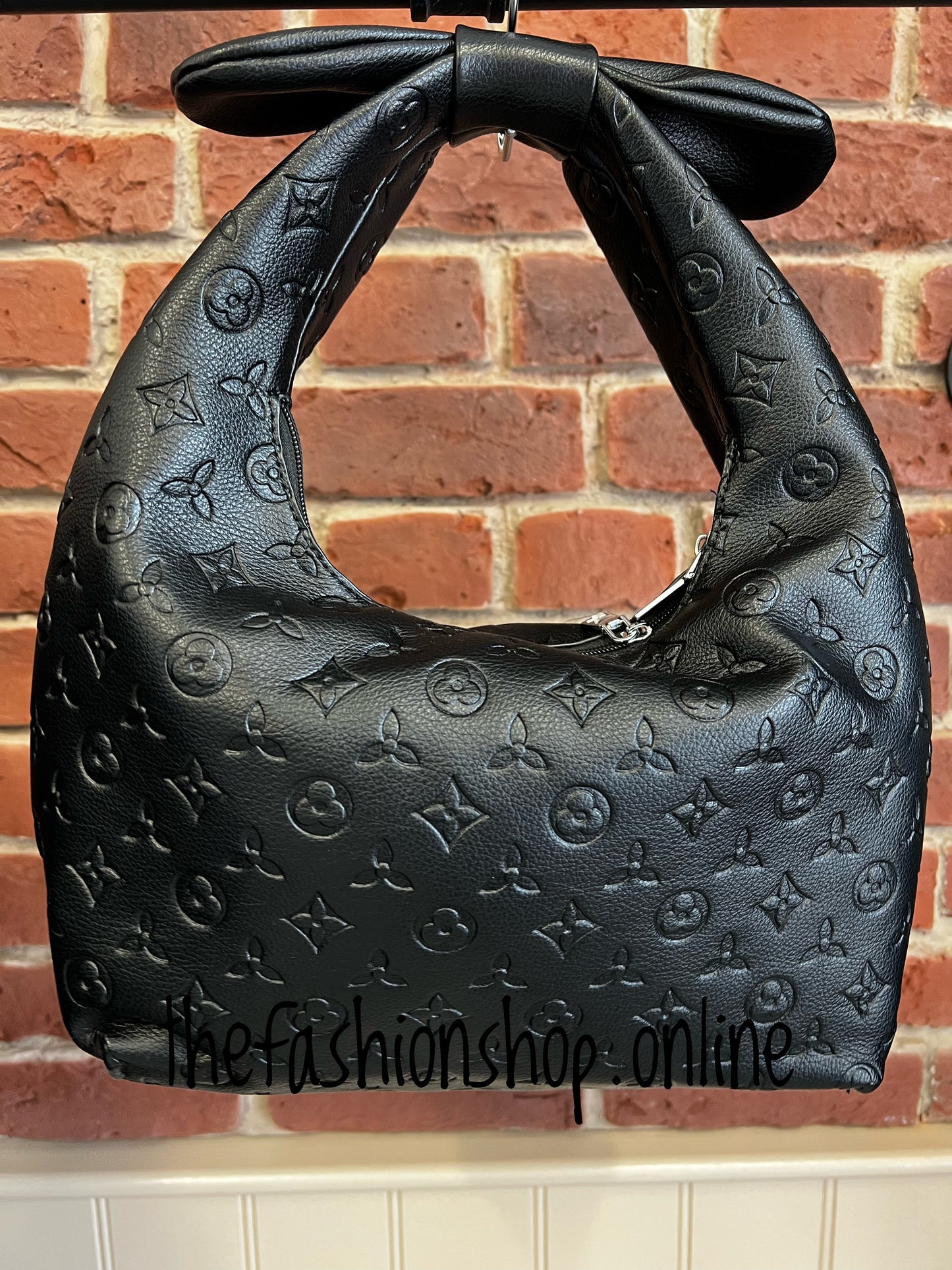 Black bow detail designer inspired bag is