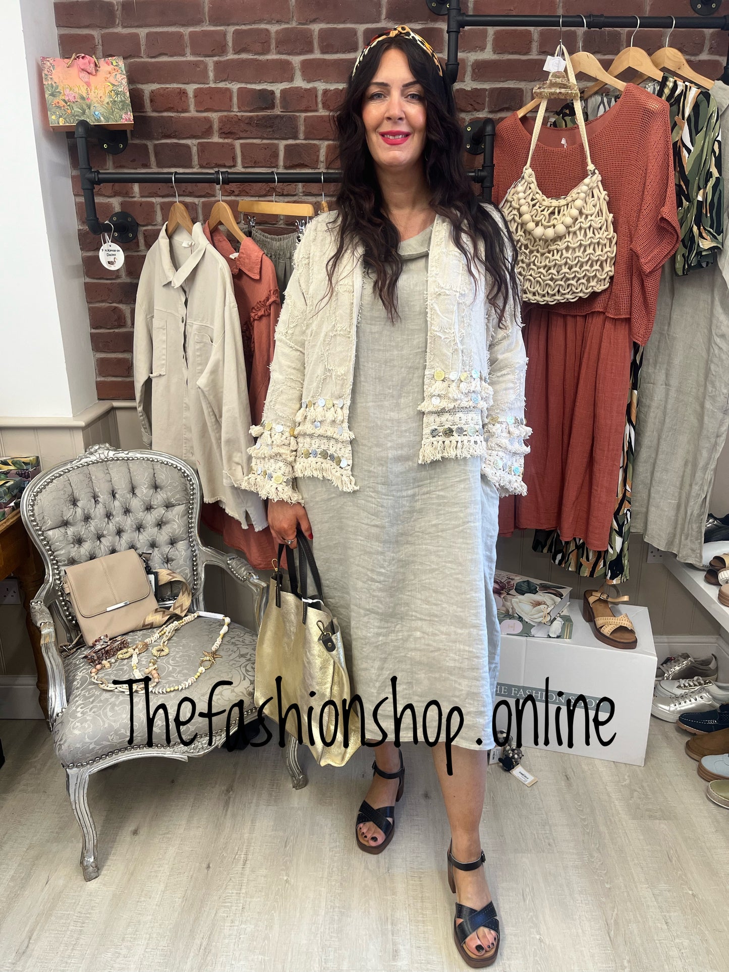 Beige boho jacket with coin detail 12-18