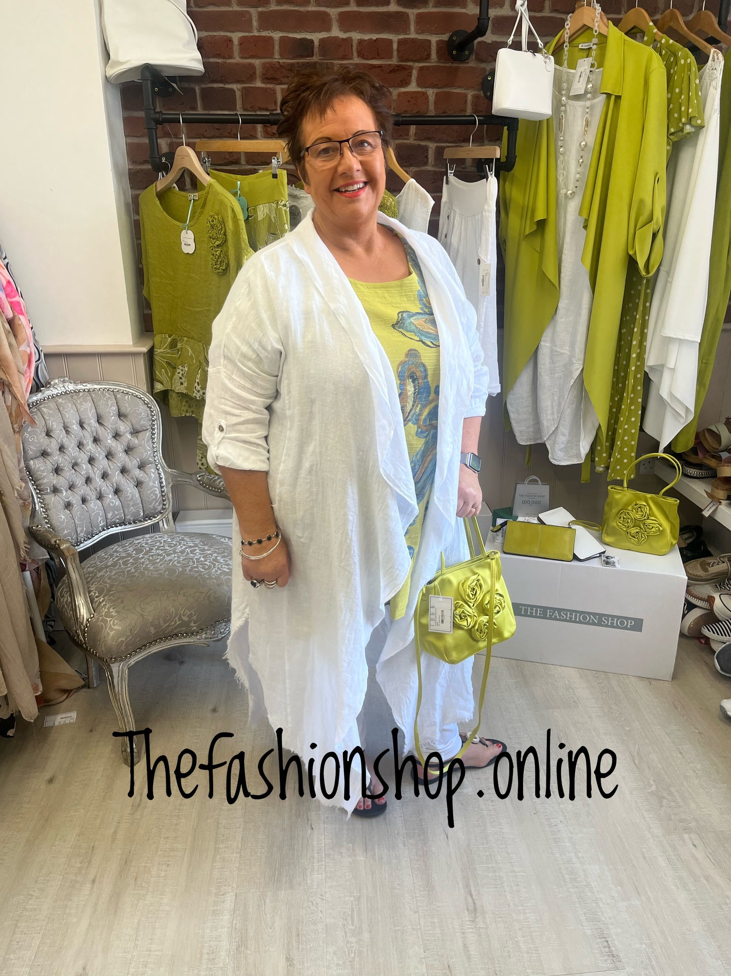 White linen raw edge waterfall jacket 12-22