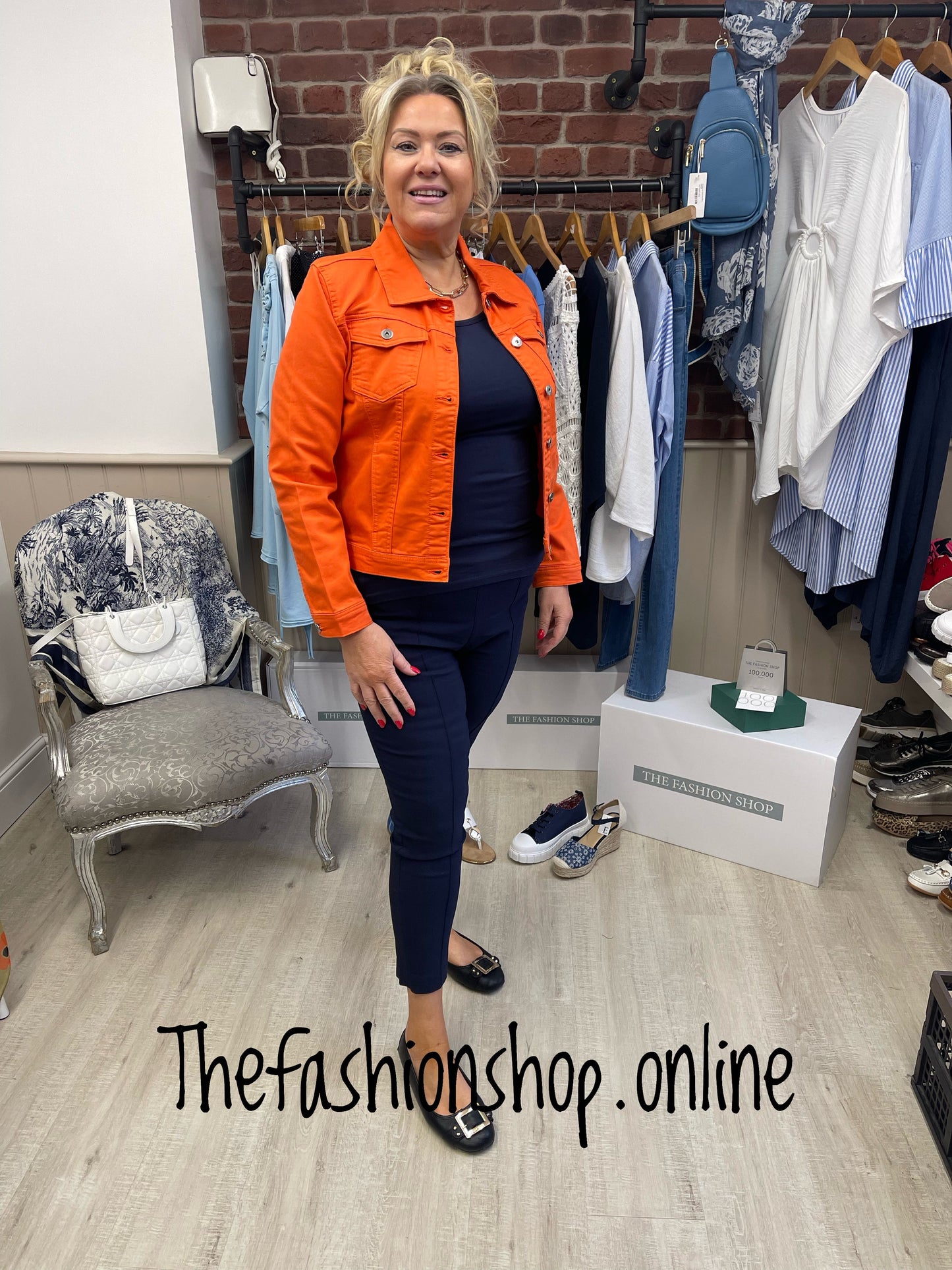 Orange denim style cotton jacket sizes 8-18