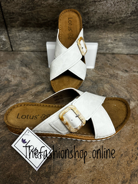 Lotus Torbole off white slip on sandals sizes 4-9