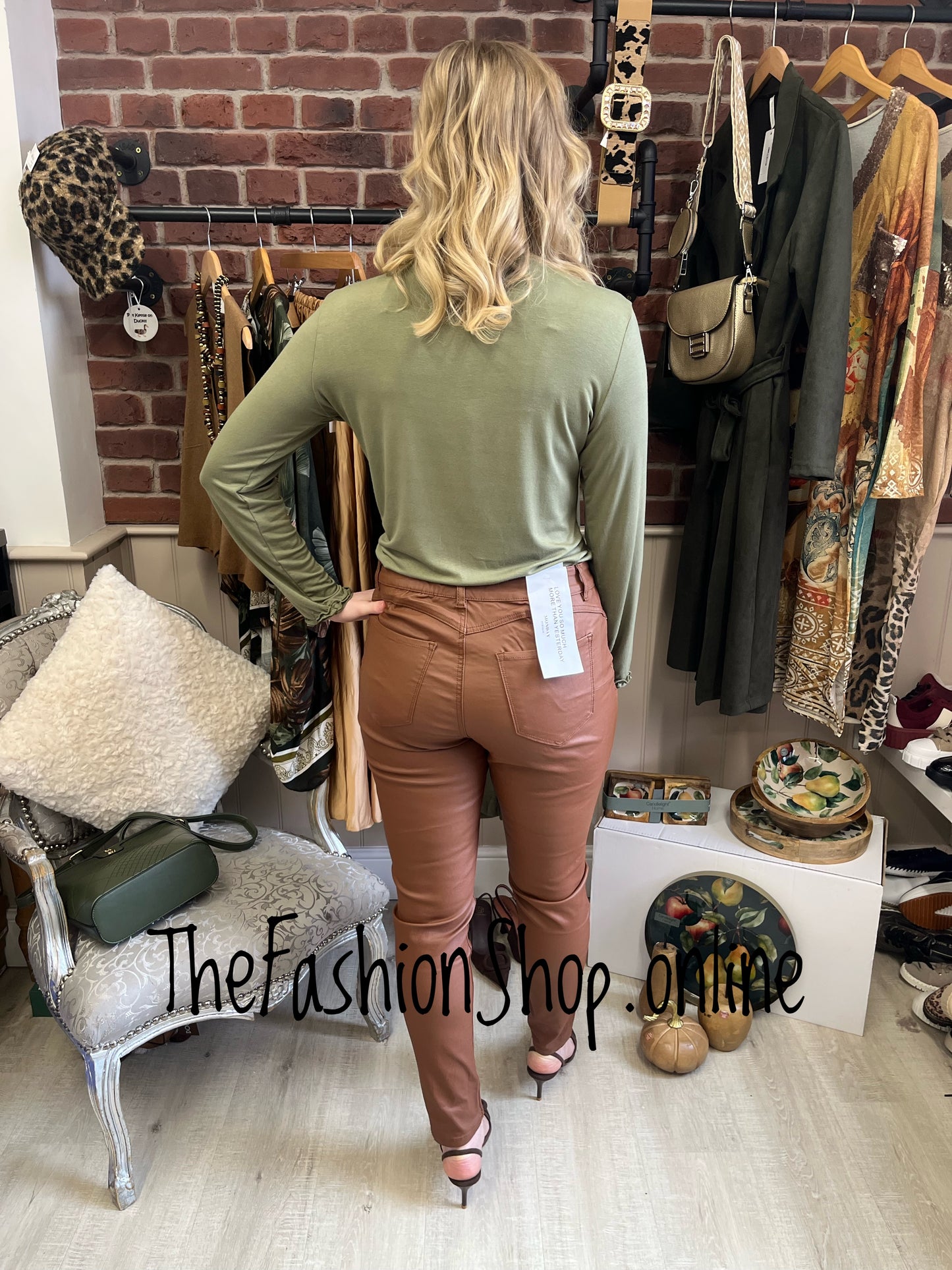 Heidi khaki ruffle neck polo top 12-16