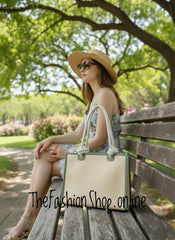 Milan Summer Bag in Cream with Green