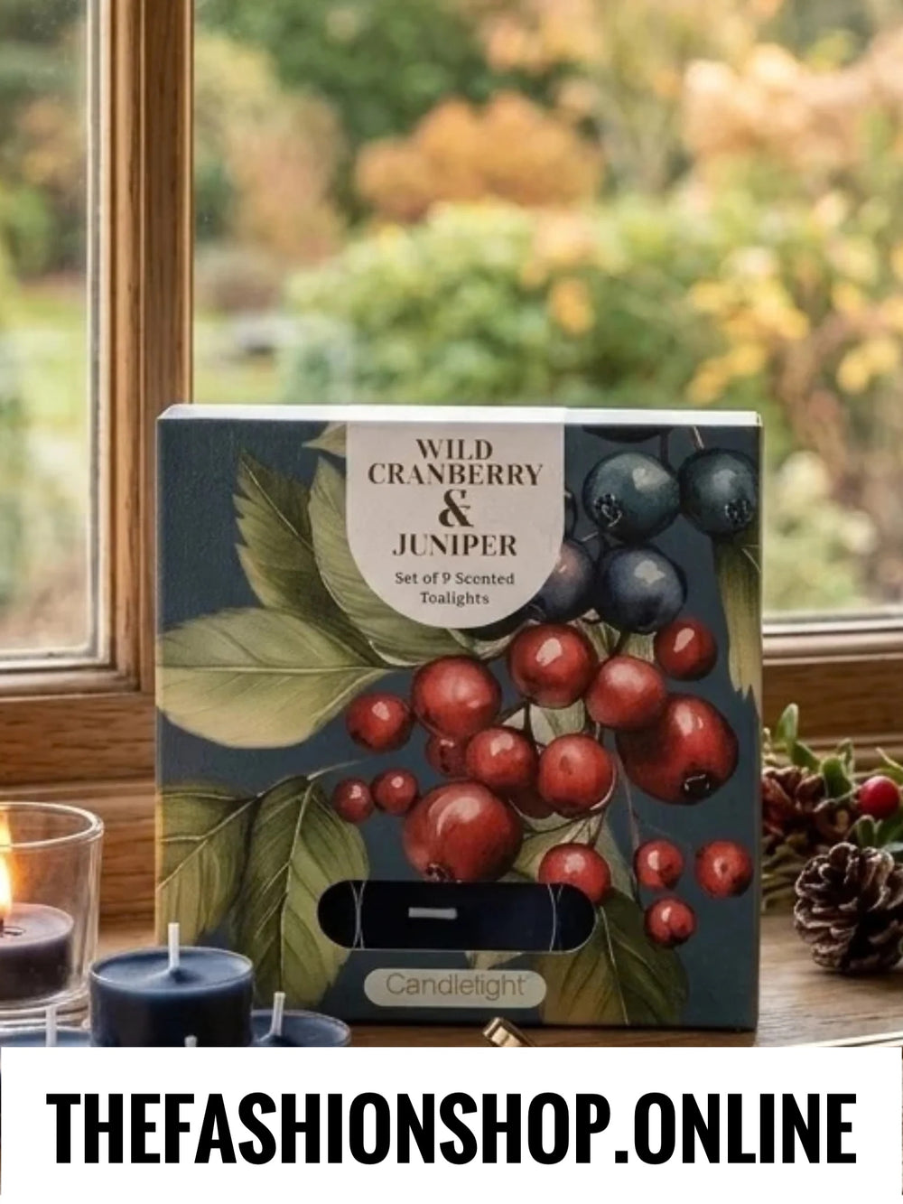 Candlelight Set of 9 Tea Lights Wild Cranberry and Juniper