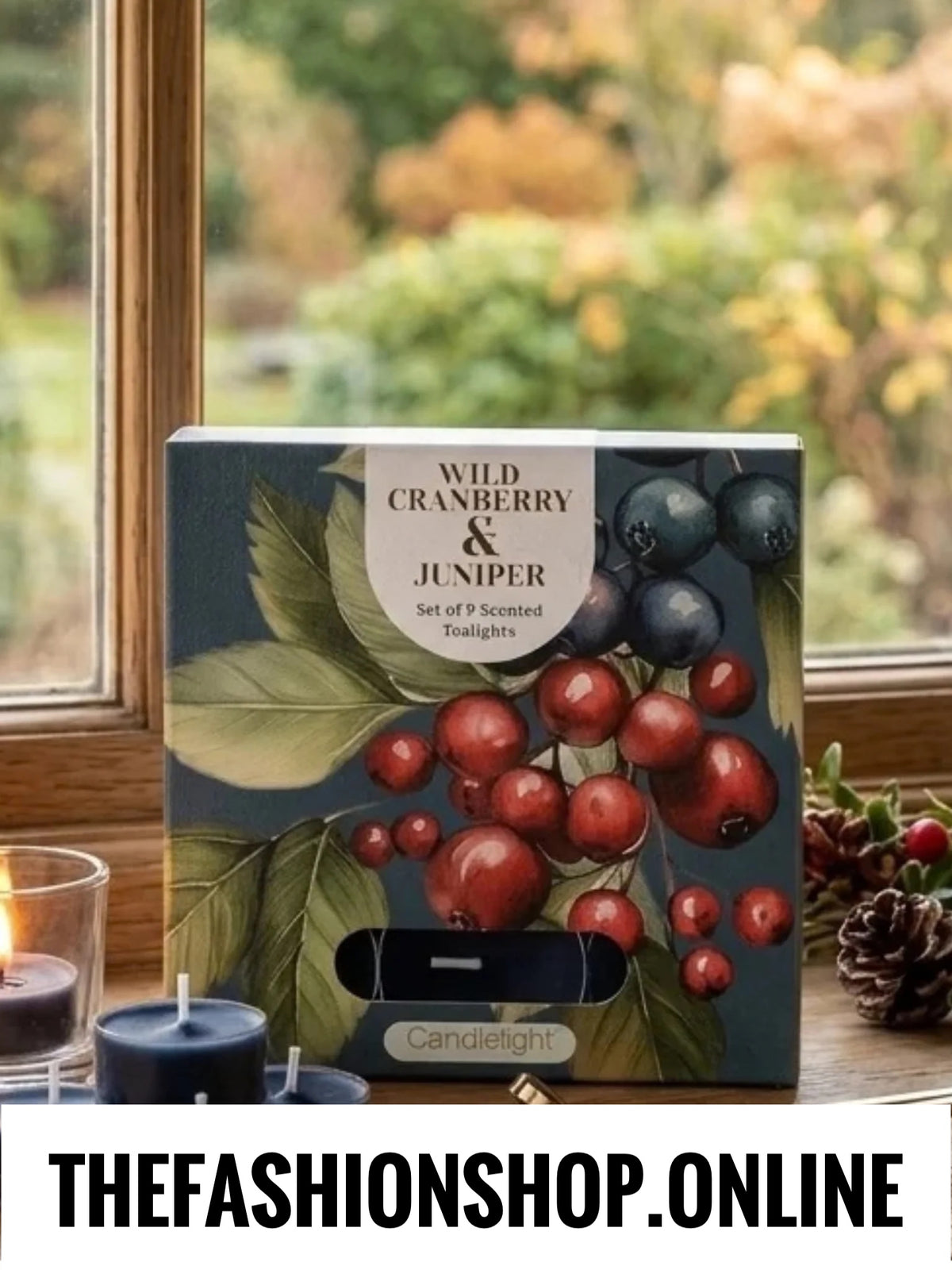 Candlelight Set of 9 Tea Lights Wild Cranberry and Juniper