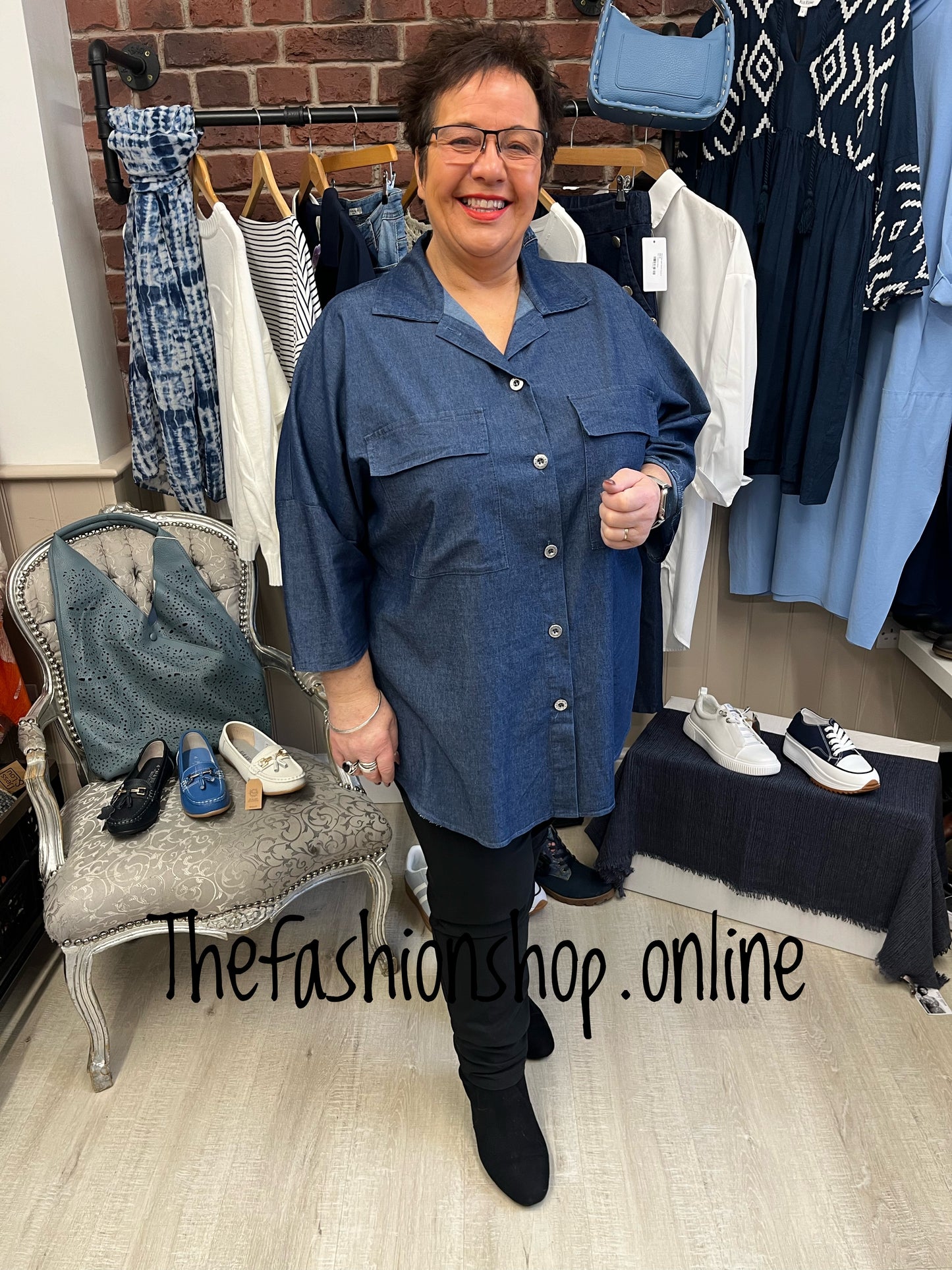 Denise denim pocket shirt 14-22