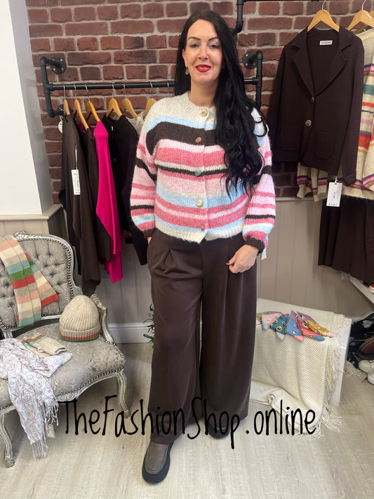 Avril striped wool mix cardigan 10-16