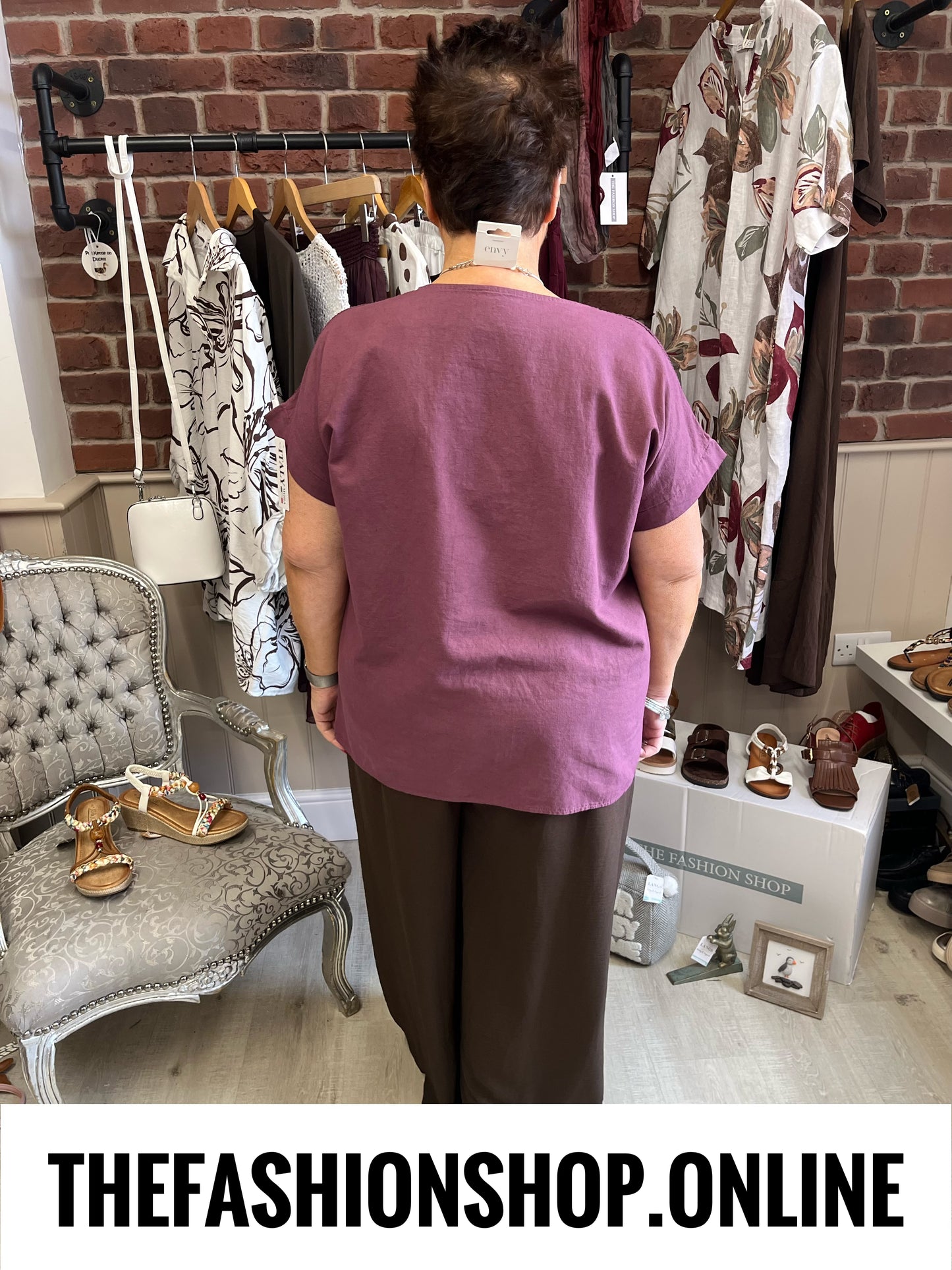 Della mulberry linen mix top 14-20