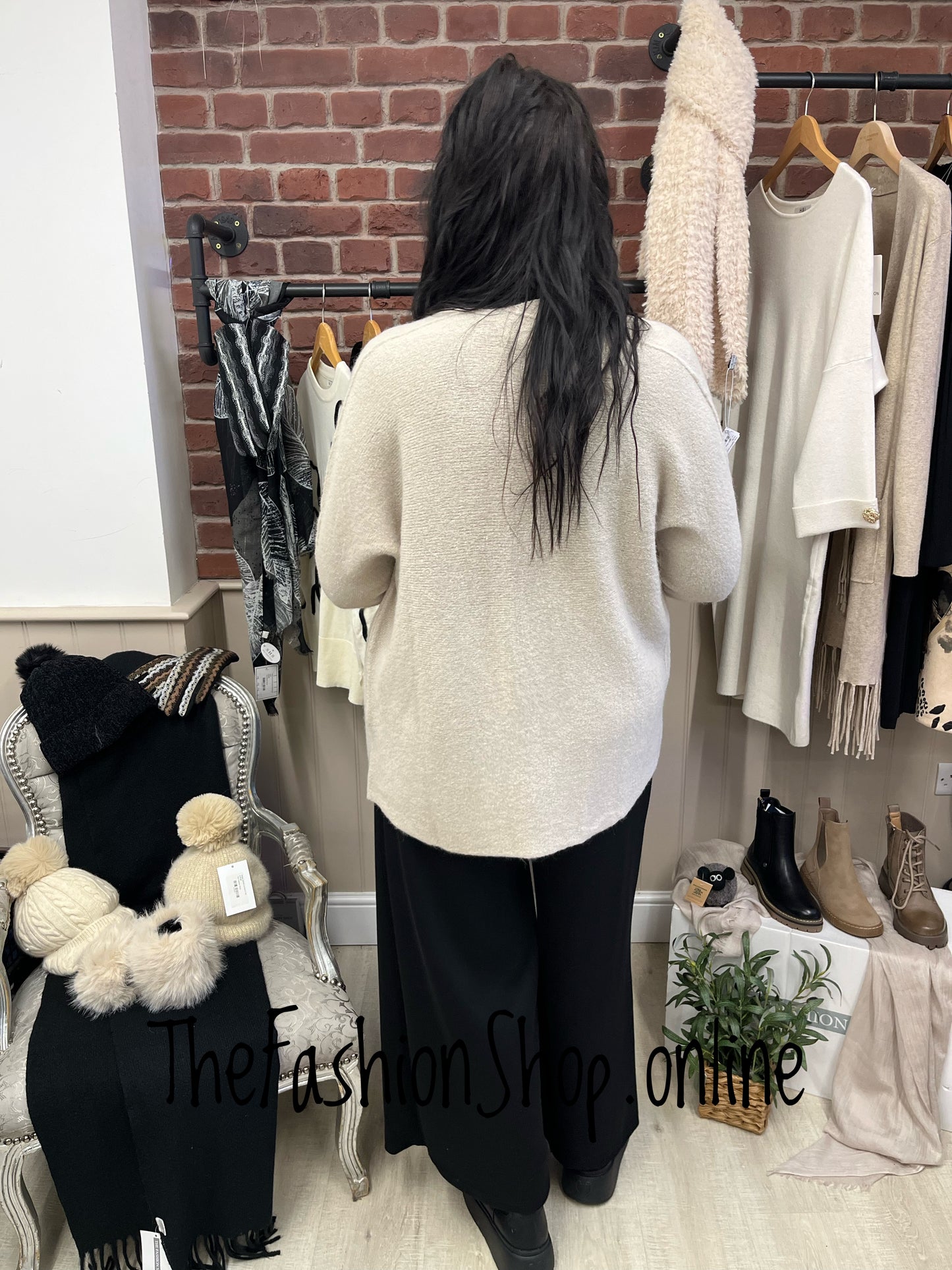 Erika beige edge to edge wool mix cardigan 8-16
