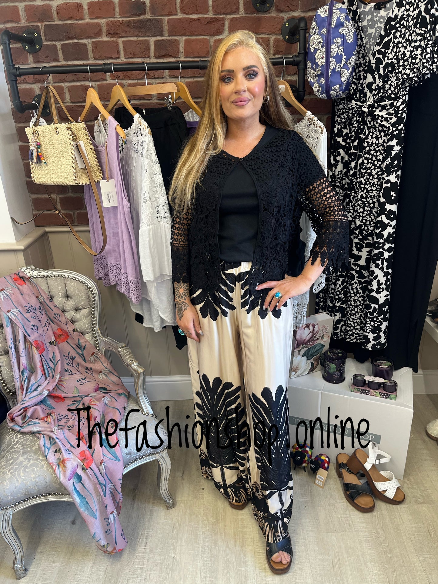 Sara black crochet cardigan 8-14