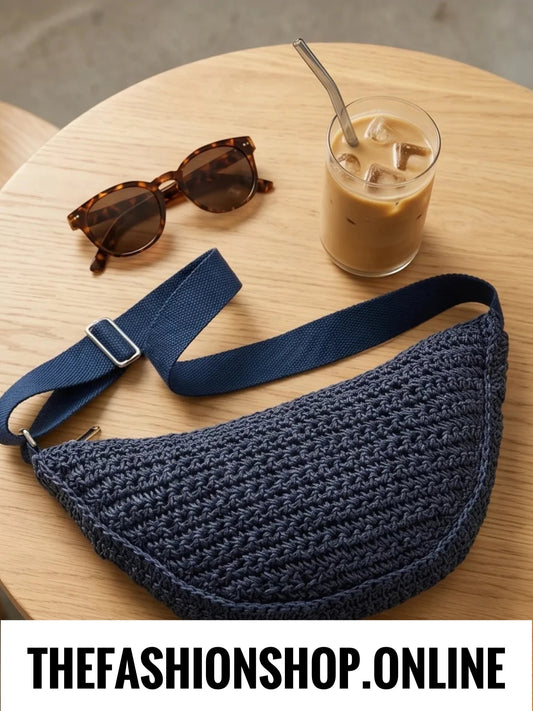 Santiago navy raffia crossbody bag