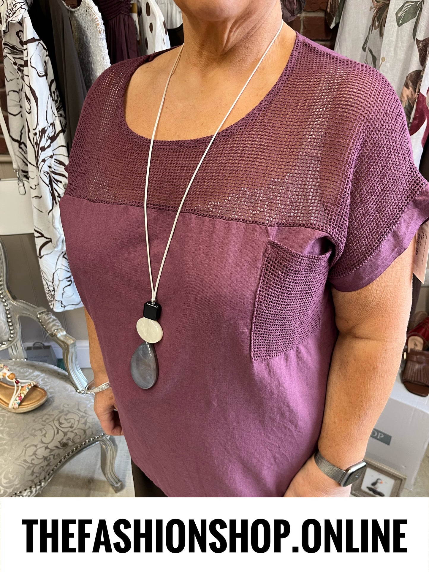 Della mulberry linen mix top 14-20