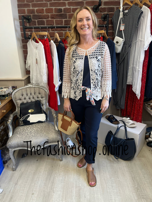 Sara stone crochet cardigan 8-14