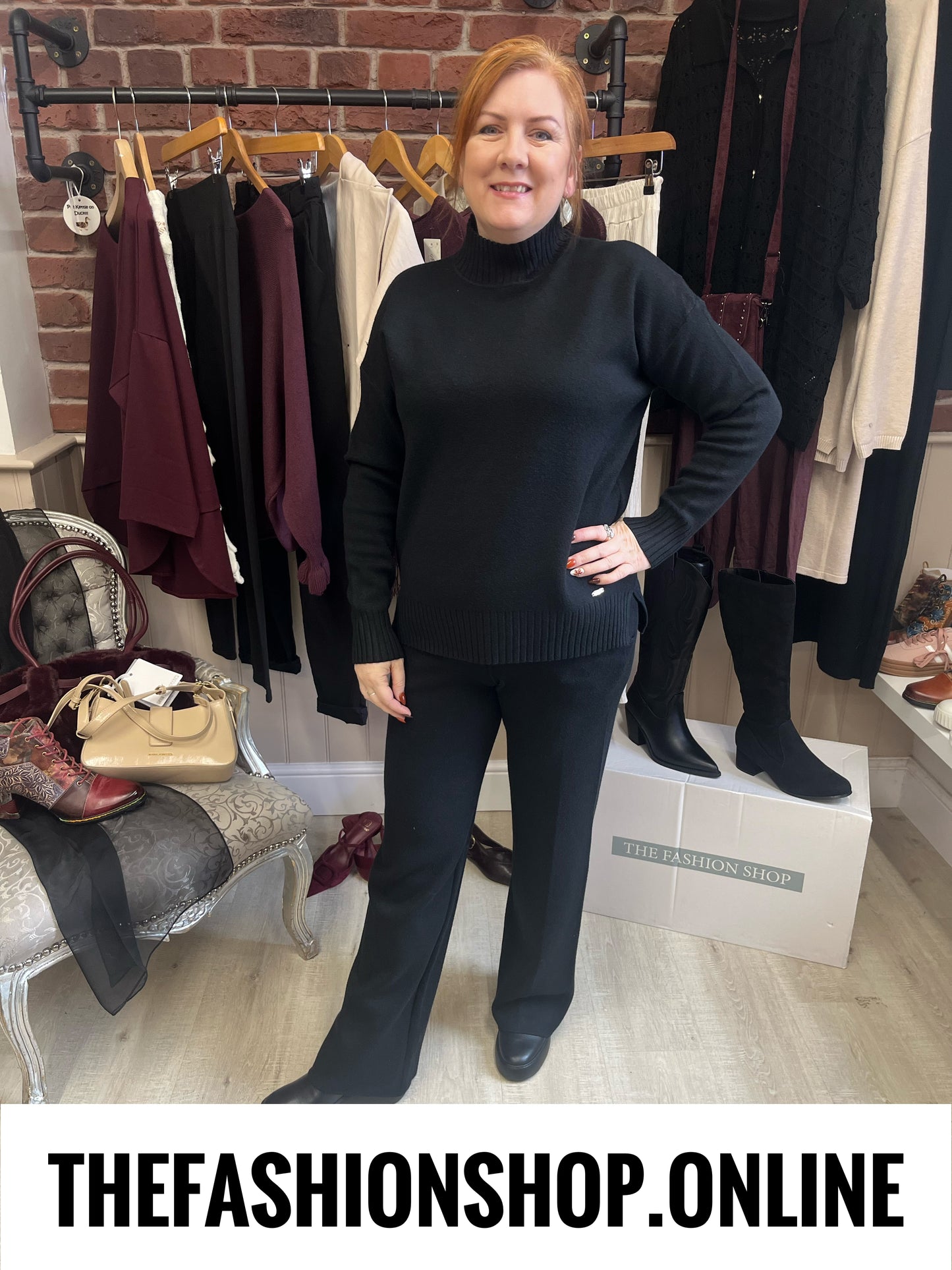 Larna black cashmere mix co-ord 8-16