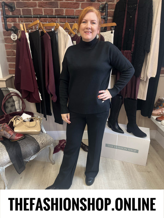 Larna black cashmere mix co-ord 8-16