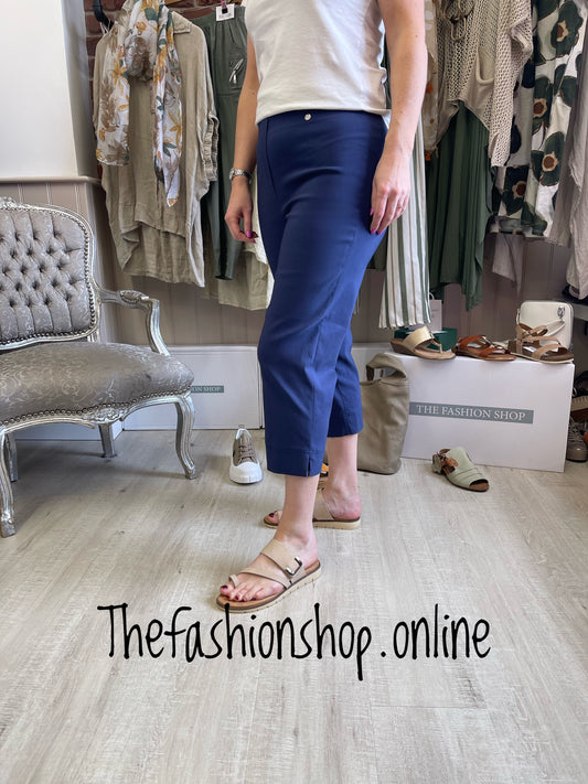 Robell Marie French blue crop trousers 22 inch inside leg sizes 12-24