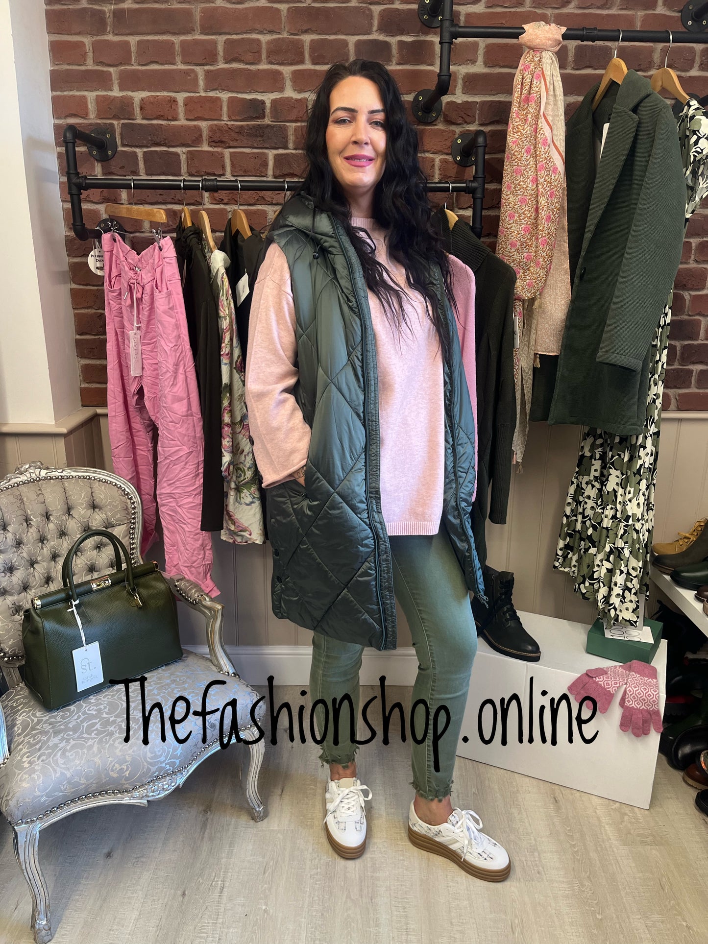 Metallic khaki padded gilet sizes 10-20