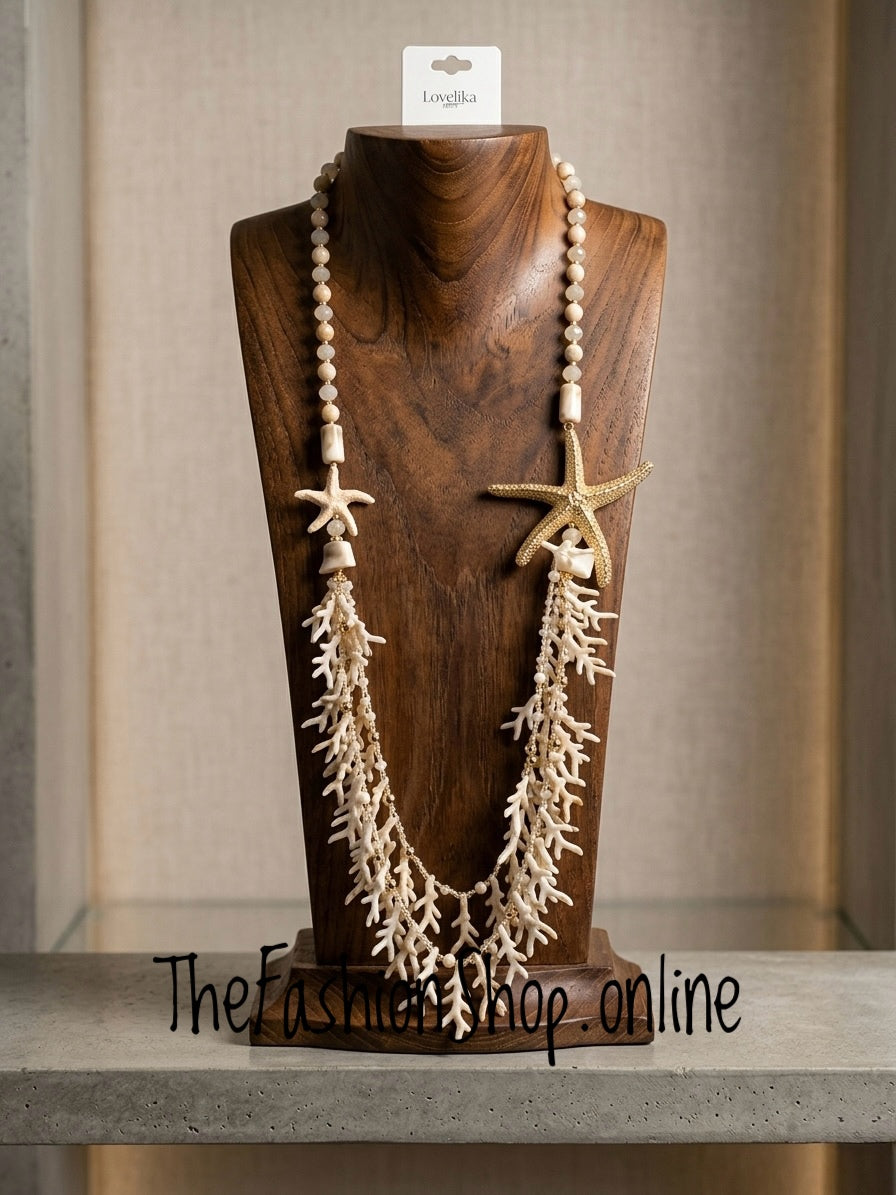 Starfish Of The Reef Necklace in Beige and Gold