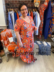 Stella Morgan orange paisley midi dress sizes 12-20