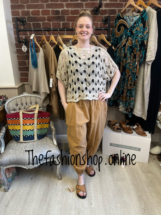 Rochelle beige crochet top 8-20