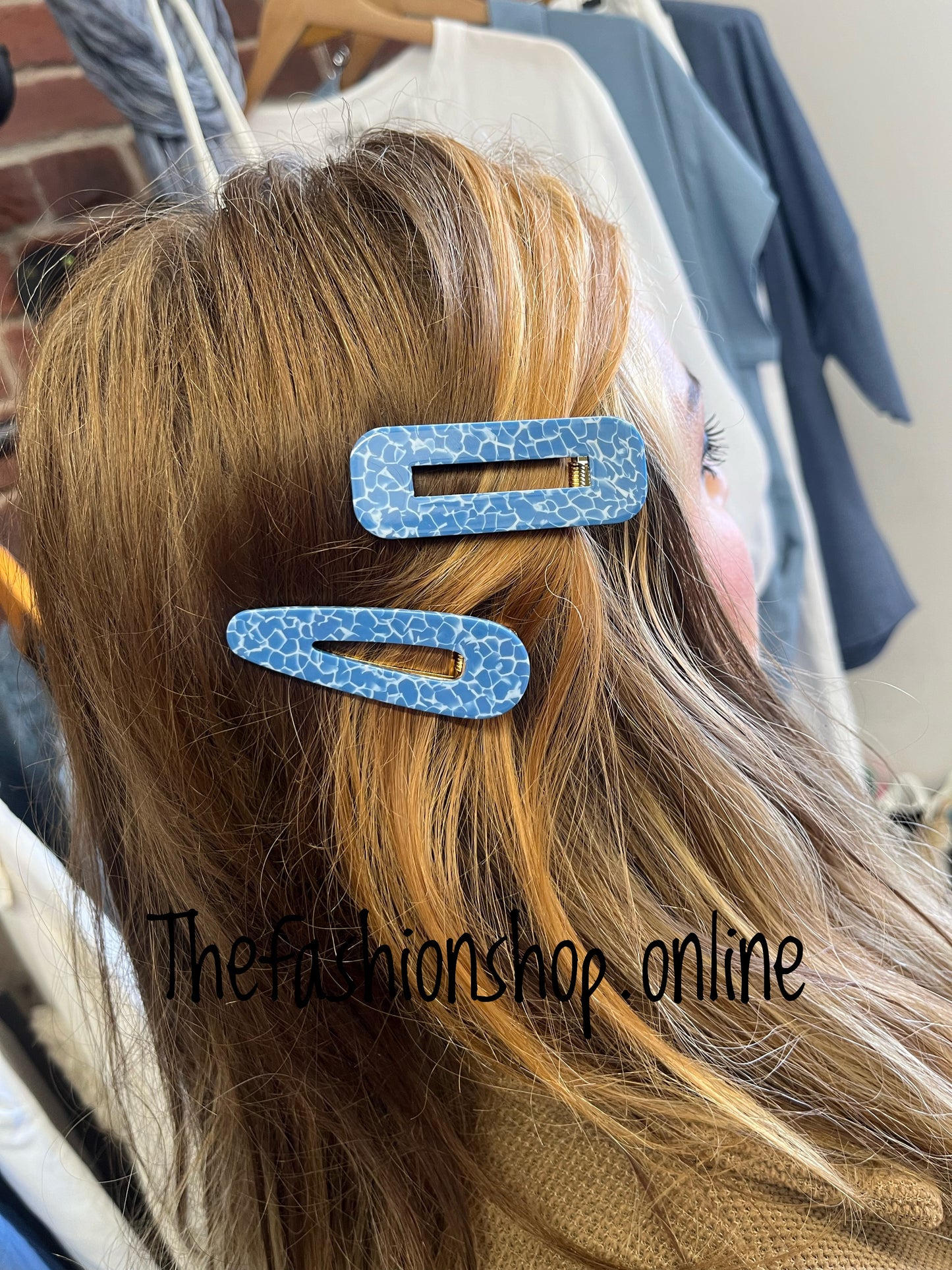 Red Cuckoo blue hair clip twin pack
