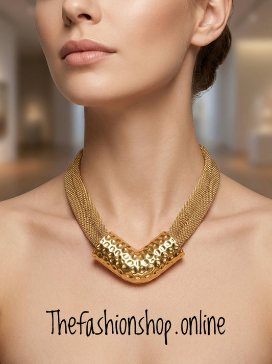 Tabitha Mesh Gold tones Statement necklace