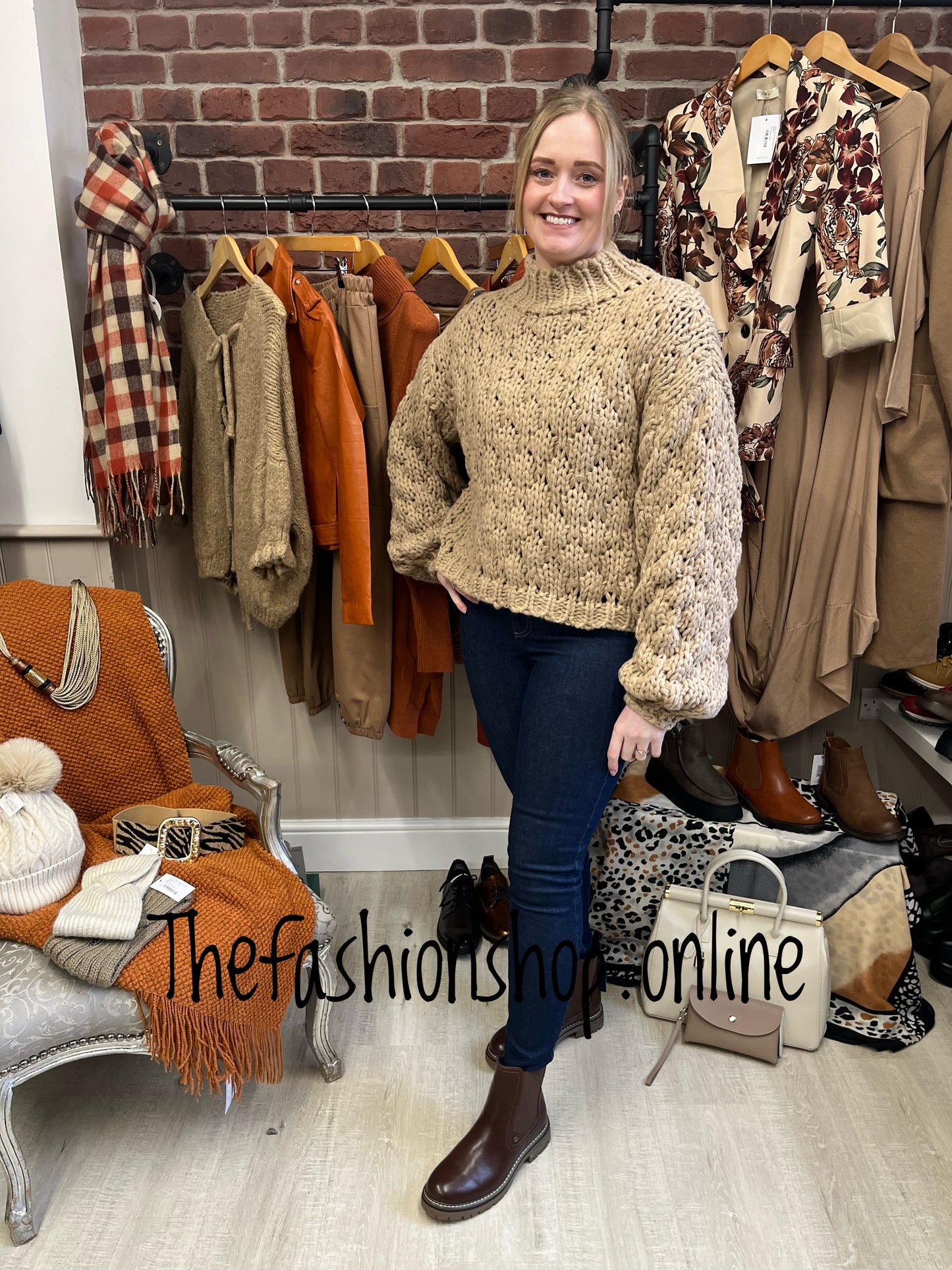 Mocha chunky knitted jumper 8-16