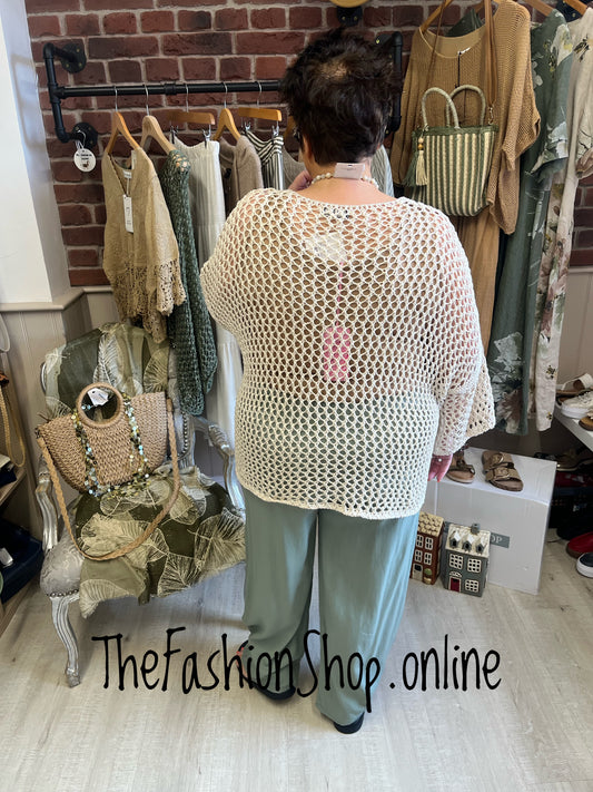 Anna beige crochet layering top 12-20