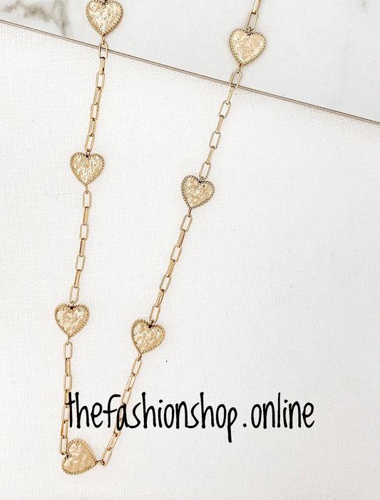 Envy long gold heart detail necklace