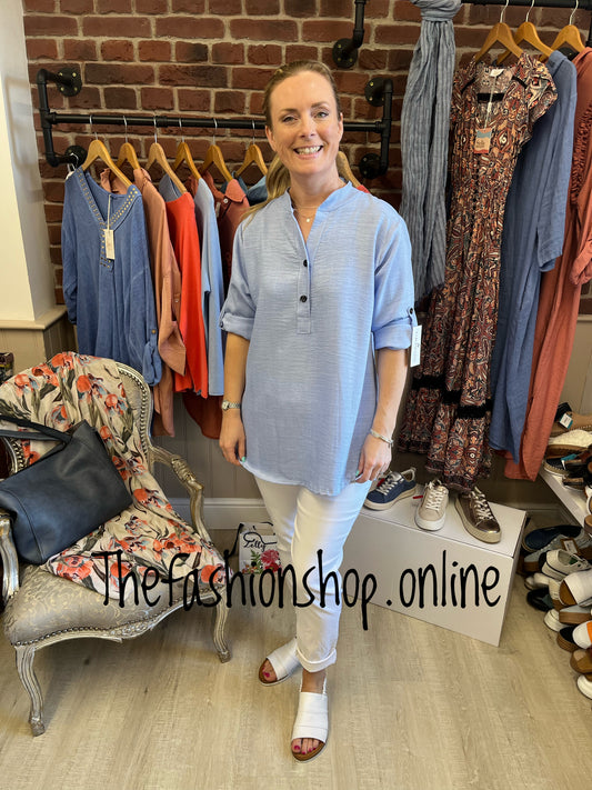 Layla blue high low blouse 8-14