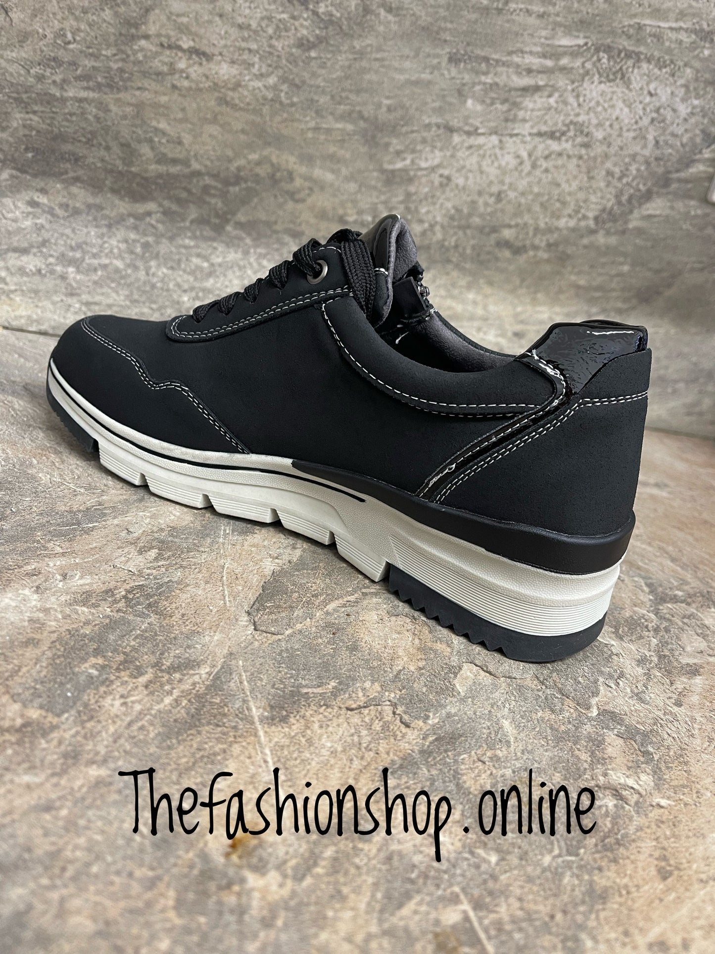 Black zip and lace trainer sizes 3-8