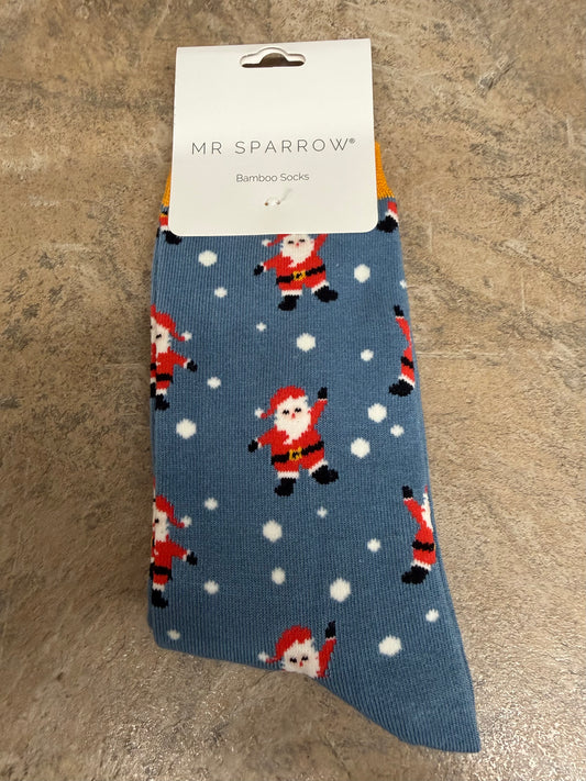 Mr Sparrow Jolly Santa Denim Socks 7-11