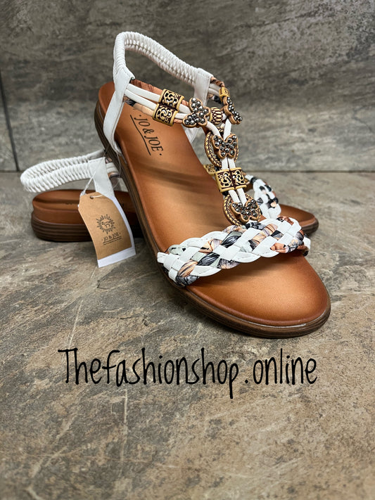 Jo & Joe white Crete sandals sizes 4-8 (37-41)
