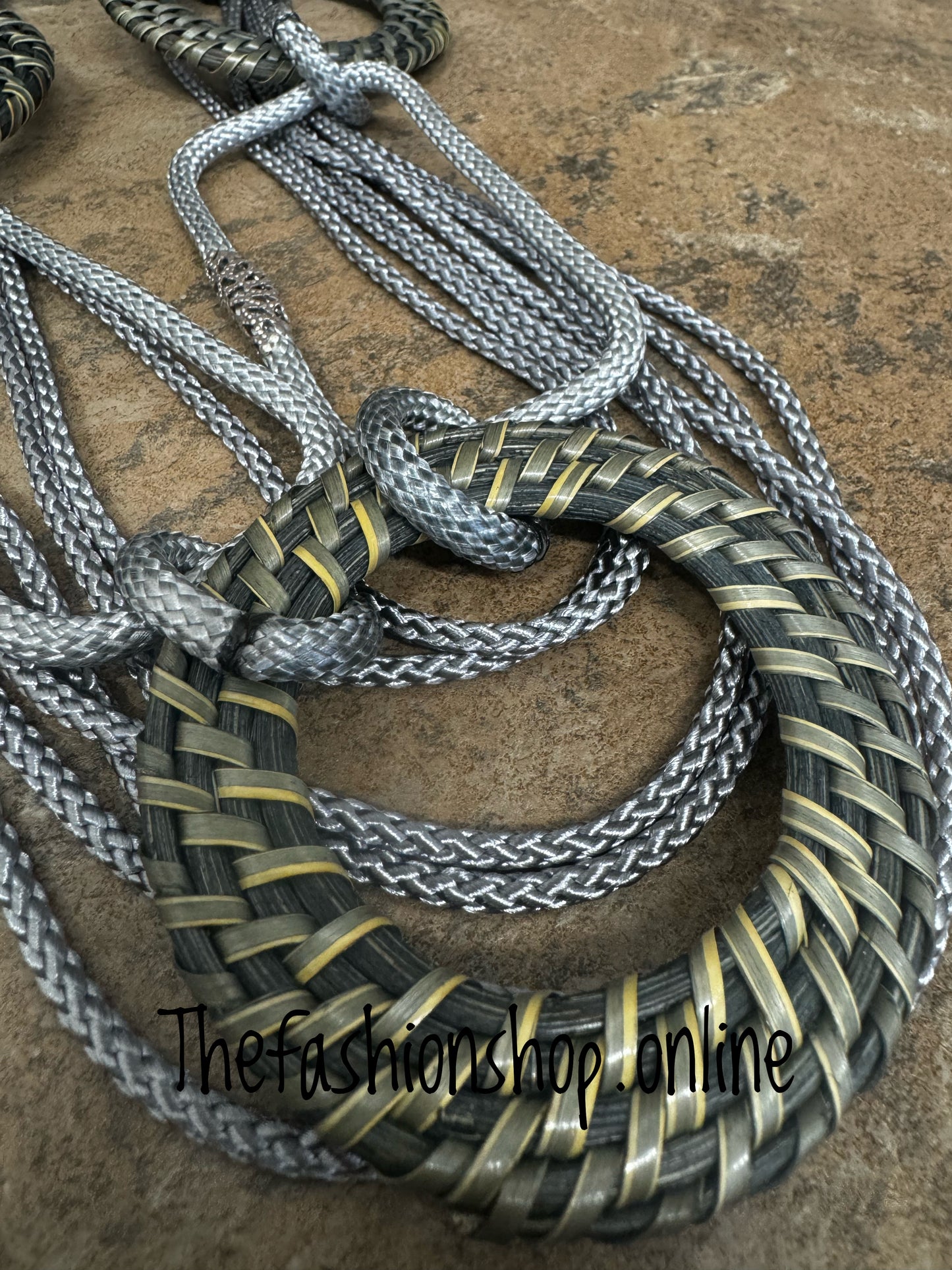Sarah Tempest grey rope and links necklace
