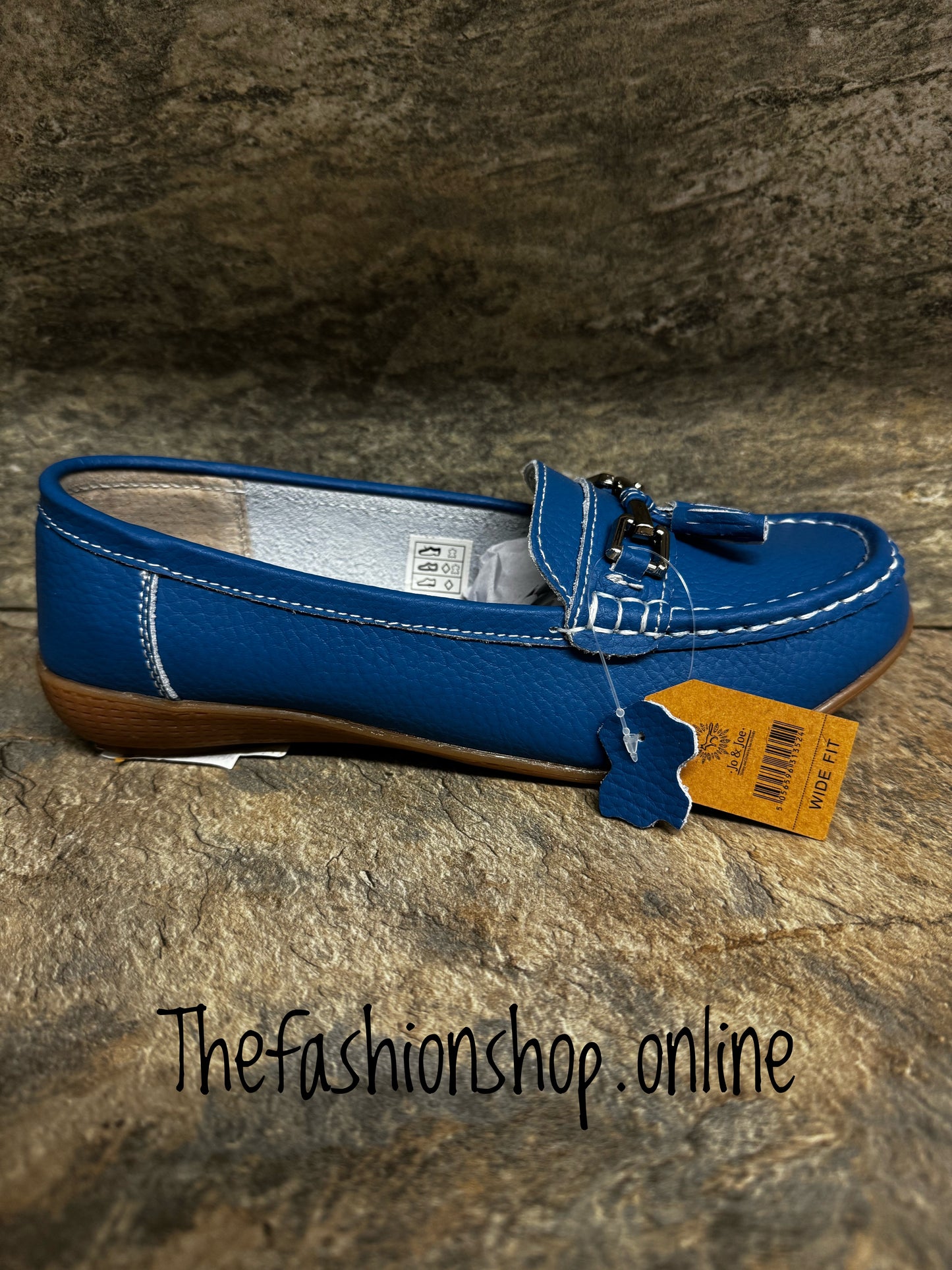 Jo & Joe Nautical wide fit leather French blue loafer 4-8