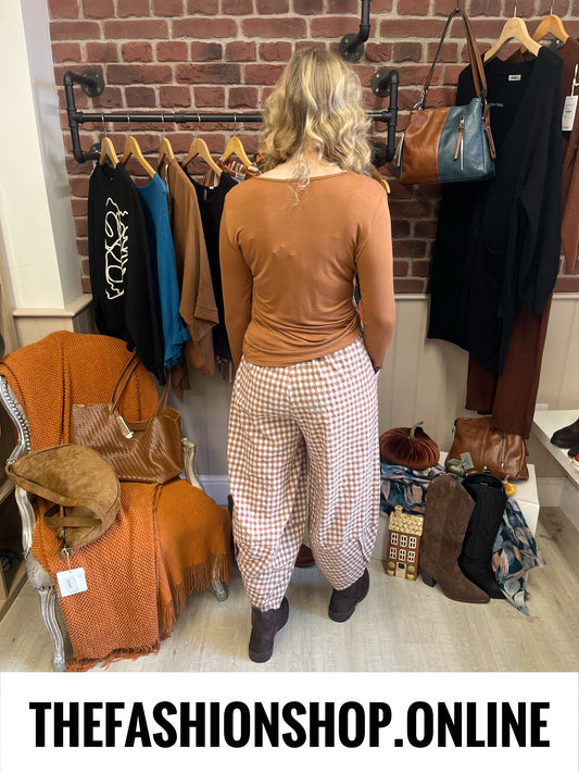 Winnie tan long sleeve layering top 10-16